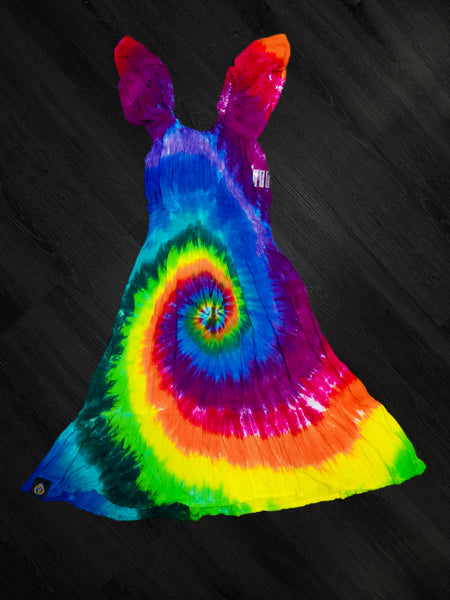 Rainbow Swirl Kids Flutter Sleeve Dress