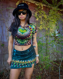 Large Earth Rainbow OUTFIT Side Slit Mini Skort With Pockets