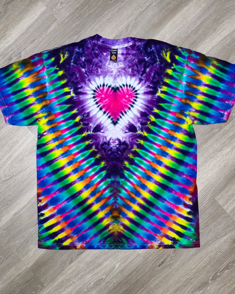 Purple Rainbow Love Heart Adult Short Sleeve