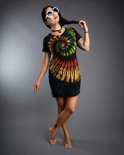 Down to Earth V-Neck T-Shirt Dress Coverup Tunic – Dimple's Dyes