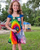 Rainbow Swirl Kids Flutter Sleeve Dress