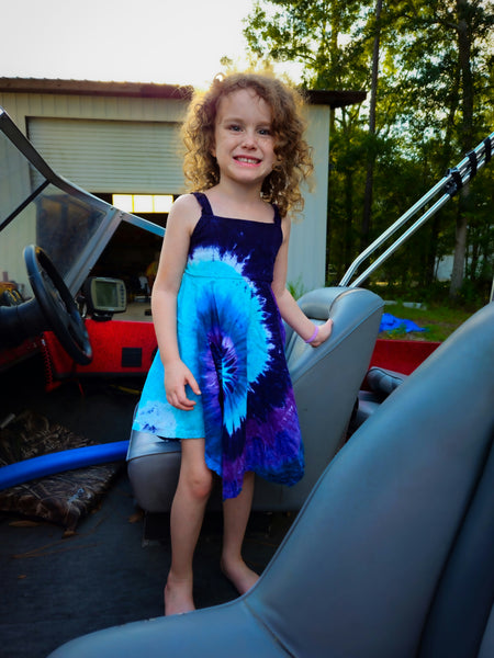 Electric Chill Cotton Asymmetric Kids Dress Dimple's Dyes Electric Chill Cotton Asymmetric Kids Dress Dimple's Dyes