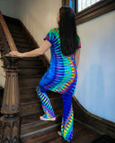 Rainbow DNA V-Neck T-Shirt Dress Coverup Tunic