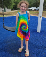 Rainbow Cotton Asymmetric Kids Dress