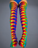 Rainbow with Fuchsia Thigh High Socks