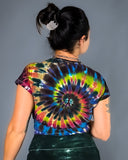 Small or Medium Earth Rainbow Swirl Short Sleeve Babydoll Crop