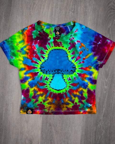 Rainbow Mushroom Short Sleeve Babydoll Crop Top
