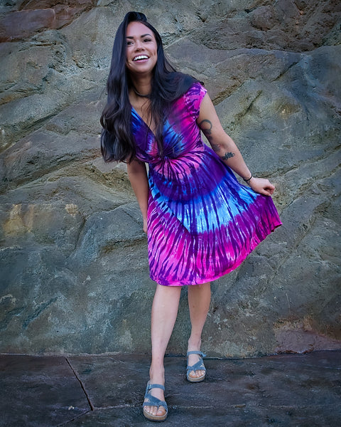 pink blue purple dress Strapless Long Floral-Print Prom Dress with Ruffles Blue / 6