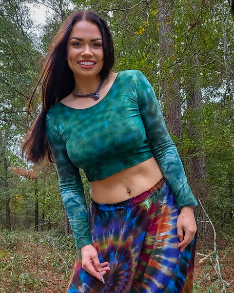 Winter Forest Long Sleeve Crop Top