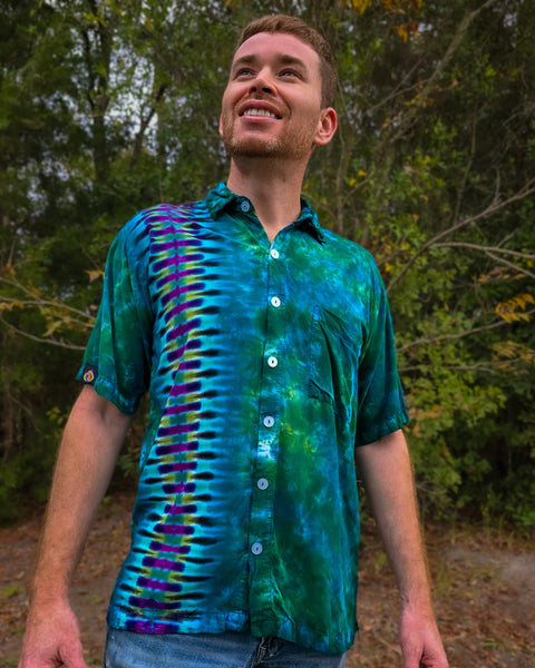 Electric Forest Blue Green Maui Button Down