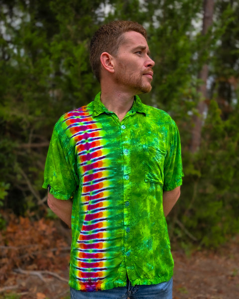 Rainbow Green Maui Button Down