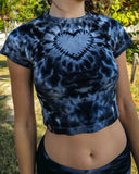 A black and grey tie dyed crop tee babydoll cotton spandex