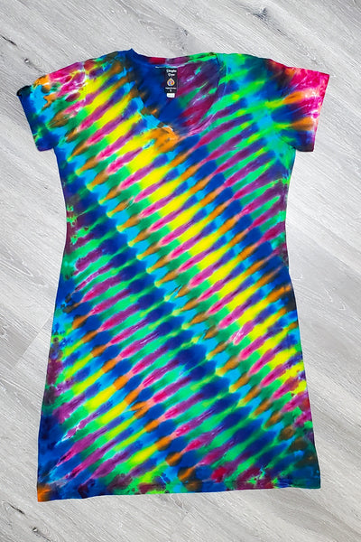 Rainbow DNA V-Neck T-Shirt Dress Coverup Tunic