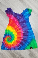 Bright Rainbow Swirl Kids Peasant Dress