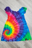 Bright Rainbow Swirl Girls Peasant Dress