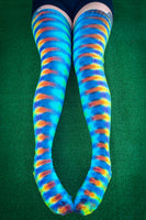 Rainbow DNA Thigh High Socks With RED