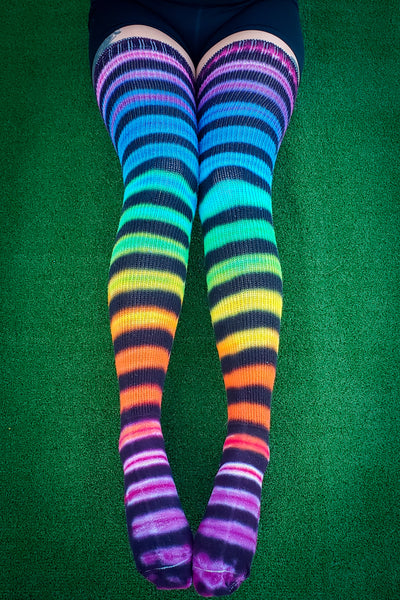 Midnight Rainbow ROAD Thigh High Socks