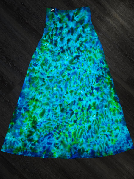 Bright Green and Blue Jersey Knit Maxi Skirt