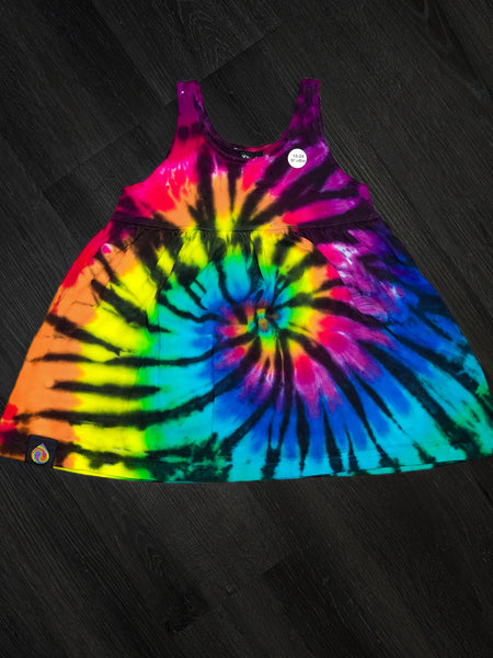 6-12 Month Midnight Rainbow Swirl Girls Tank Dress
