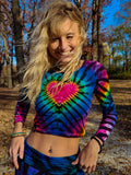 Midnight Rainbow Love Long Sleeve Crop Top