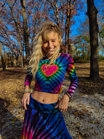 Midnight Rainbow Love Long Sleeve Crop Top